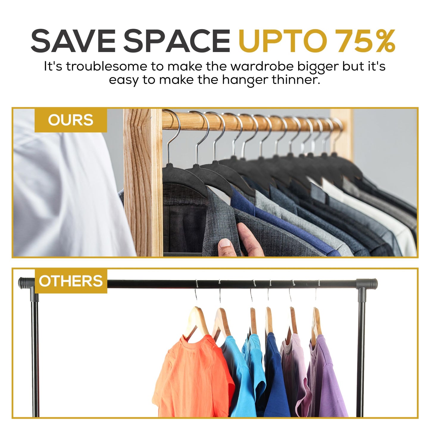 TECHZOO 50 Pack New Premium Quality Velvet Hangers Ultra Thin Non Slip Adult Felt Space Saving Hangers for Closet Heavy Duty Coat Pants Jackets Dress Hangers 360° Swivel Hook Hold Upto 10 lbs Black