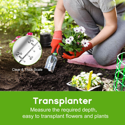 ZUZUAN Garden Tool Set, 3 Pack Aluminum Heavy Duty Gardening Kit Includes Hand Trowel, Transplant Trowel and Cultivator Hand Rake with Soft Rubberized Non-Slip Ergonomic Handle, Garden Gifts