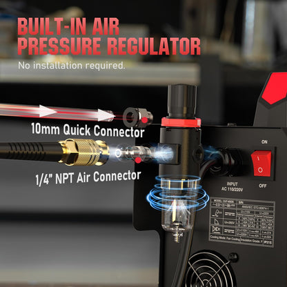 YESWELDER Plasma Cutter 65Amp Non-High Frequency Non-Touch Pilot Arc, Digital Display DC Inverter 110/220V Dual Voltage Blowback Plasma Cutting Machine CUT-65DS PRO