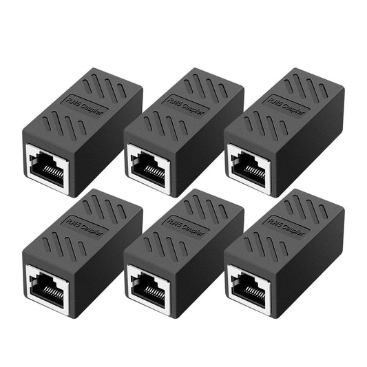 ZUZONG RJ45 Coupler Ethernet Coupler Inline Coupler for Cat8/ Cat7/ Cat6/ Cat5e/ Cat5 Ethernet Cable Extender Adapter for PC Router Modem PS5 Xbox Female to Female (6 Pack Black)