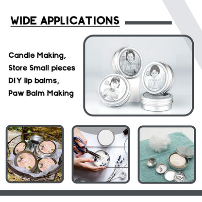 2 oz/60ml 24 Pack Aluminum Balm Tins For Pill Storage, Jar Containers with Screw Thread Lid for Lip Balm, Cosmetic, Candles, Aluminum Tin Cans Containersor for Salve and Spices