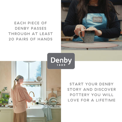 Denby - Imperial Blue Dinner Set For 4-16 Piece Ceramic Tableware Set Blue, White - Dishwasher Microwave Safe Crockery Set - 4 x Dinner Plate, 4 x Small Plate, 4 x Cereal Bowl, 4 x Coffee Mug