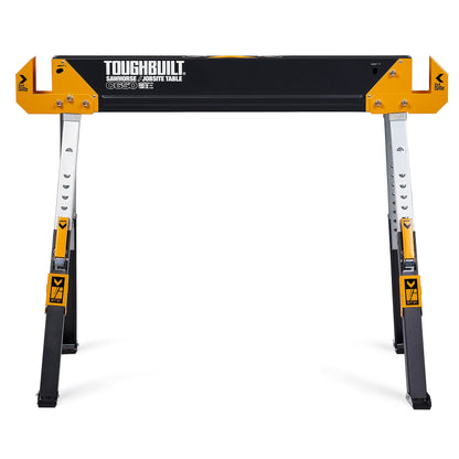 ToughBuilt - Folding Sawhorse/Jobsite Table - Sturdy, Durable, Lightweight, Heavy-Duty, 100% High Grade Steel, 1300lb Capacity, Pivoting Feet, Adjustable Height Legs - (TB-C650) 1-Pack