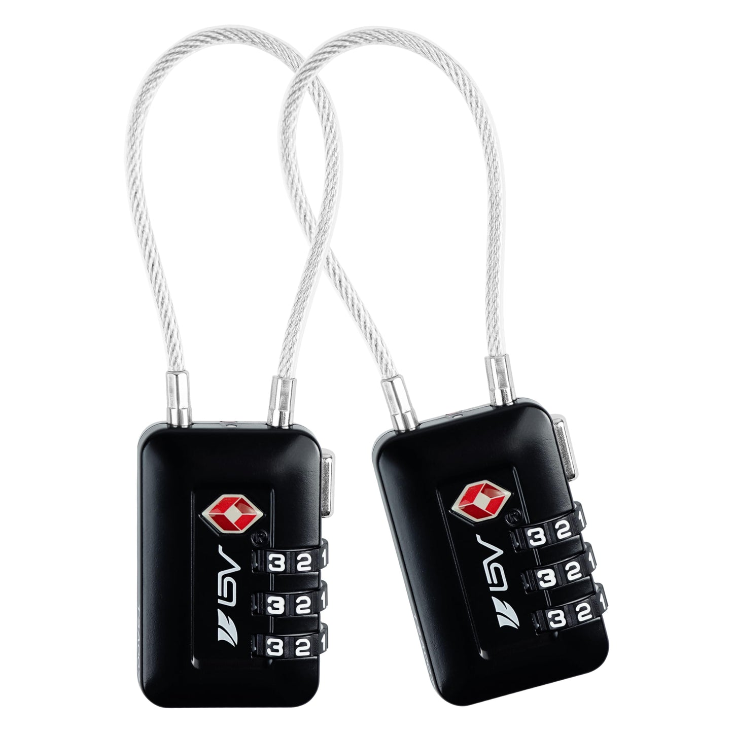TSA Accepted Luggage Travel Lock, Set-Your-Own Combination Lock for School Gym Locker, Luggage Suitcase Baggage Locks, Filing Cabinets, Toolbox, Case (Black, 2 Pack)