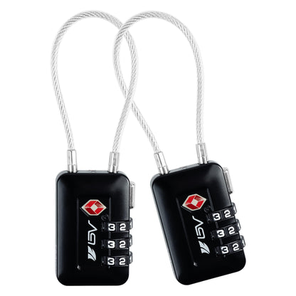 TSA Accepted Luggage Travel Lock, Set-Your-Own Combination Lock for School Gym Locker, Luggage Suitcase Baggage Locks, Filing Cabinets, Toolbox, Case (Black, 2 Pack)