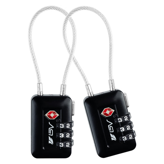 TSA Accepted Luggage Travel Lock, Set-Your-Own Combination Lock for School Gym Locker, Luggage Suitcase Baggage Locks, Filing Cabinets, Toolbox, Case (Black, 2 Pack)