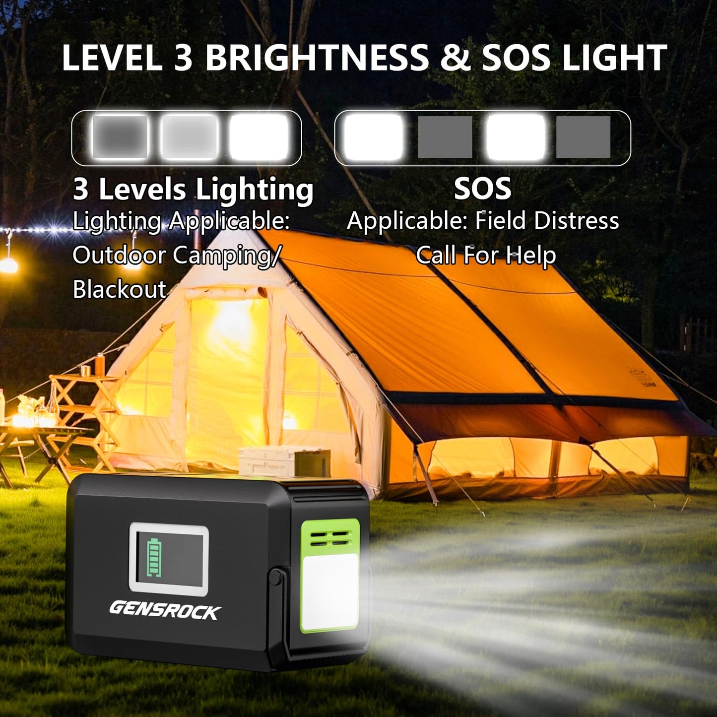 GENSROCK Portable Power Station, 88Wh Solar Generator(Solar Panel Not Included), Lithium Battery Power Bank with 110V/150W Peak AC Outlet, LED Flashlight for CPAP Home Camping Travel Emergency.