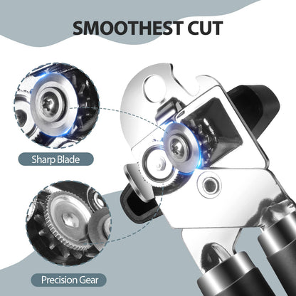 Safring Can Opener Manual, Heavy Duty Handheld Strong Can Opener with Soft Touch Handle, Sharp Blade Smooth Edge, Can Openers with Multifunctional Bottle Opener, Black