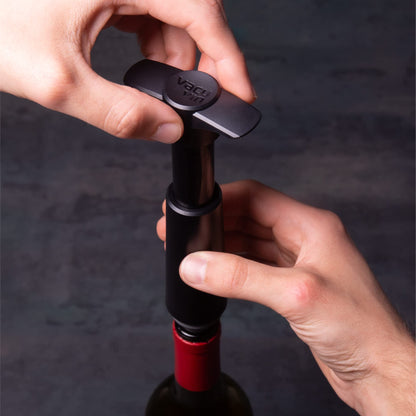 Vacu Vin Original Wine Saver with 4 Vacuum Bottle Stoppers – Black Wine Preserver Pump for Red or White Wine – Manual Air Remover System – Airtight Seal – Keep Wine Fresh Longer