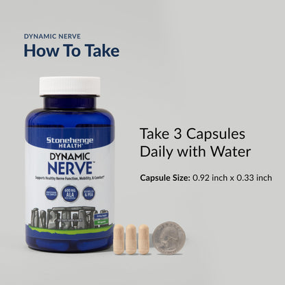 Stonehenge Health Dynamic Nerve Supplement - Supports Nerve Function in Fingers, Toes, Hands, and Feet with Alpha Lipoic Acid ALA, Benfotiamine, Pea, Robust B Complex, Boswellia