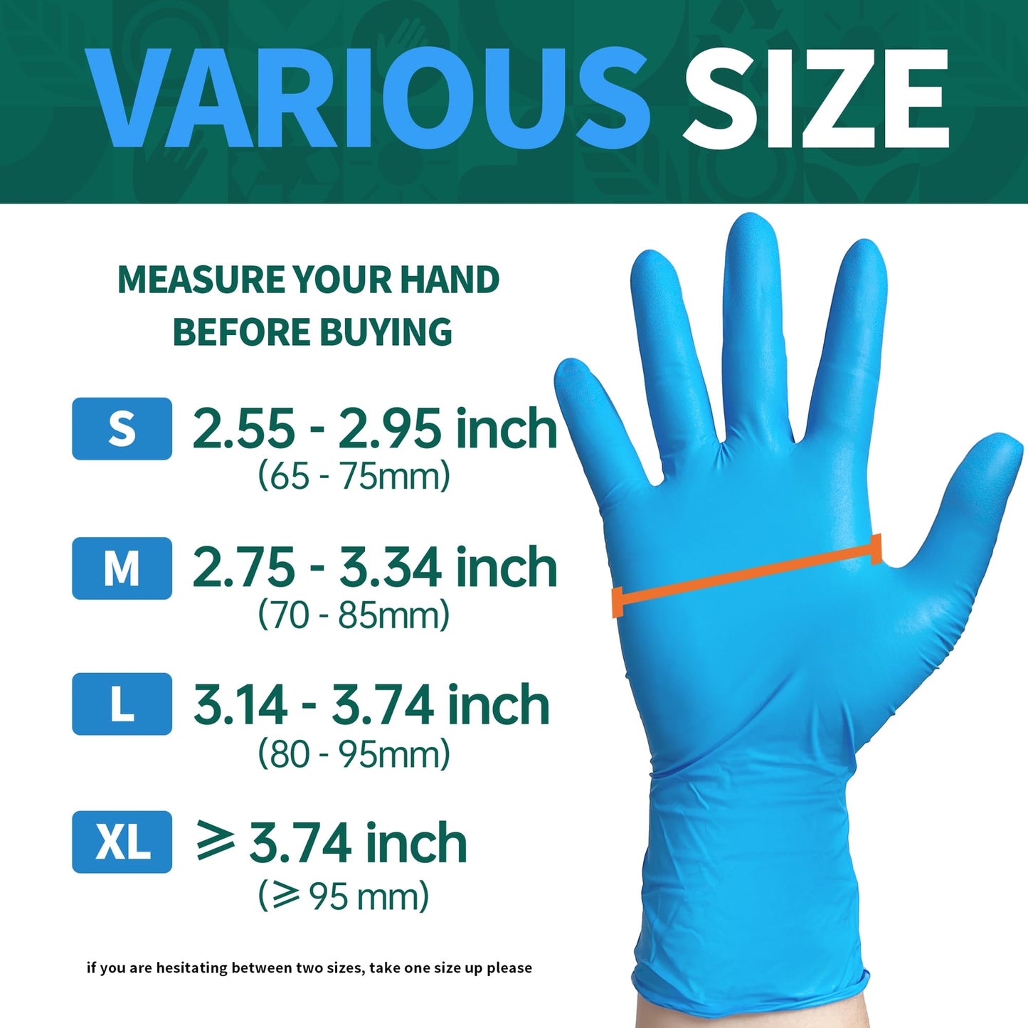 Supmedic Vinyl Disposable Exam Gloves, 4 Mil Powder-Free Latex-Free Food Grade Cooking Cleaning Medical Glove, Blue 100 Pcs (Large)