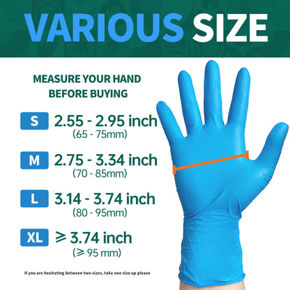 Supmedic Vinyl Disposable Exam Gloves, 4 Mil Powder-Free Latex-Free Food Grade Cooking Cleaning Medical Glove, Blue 100 Pcs (Large)