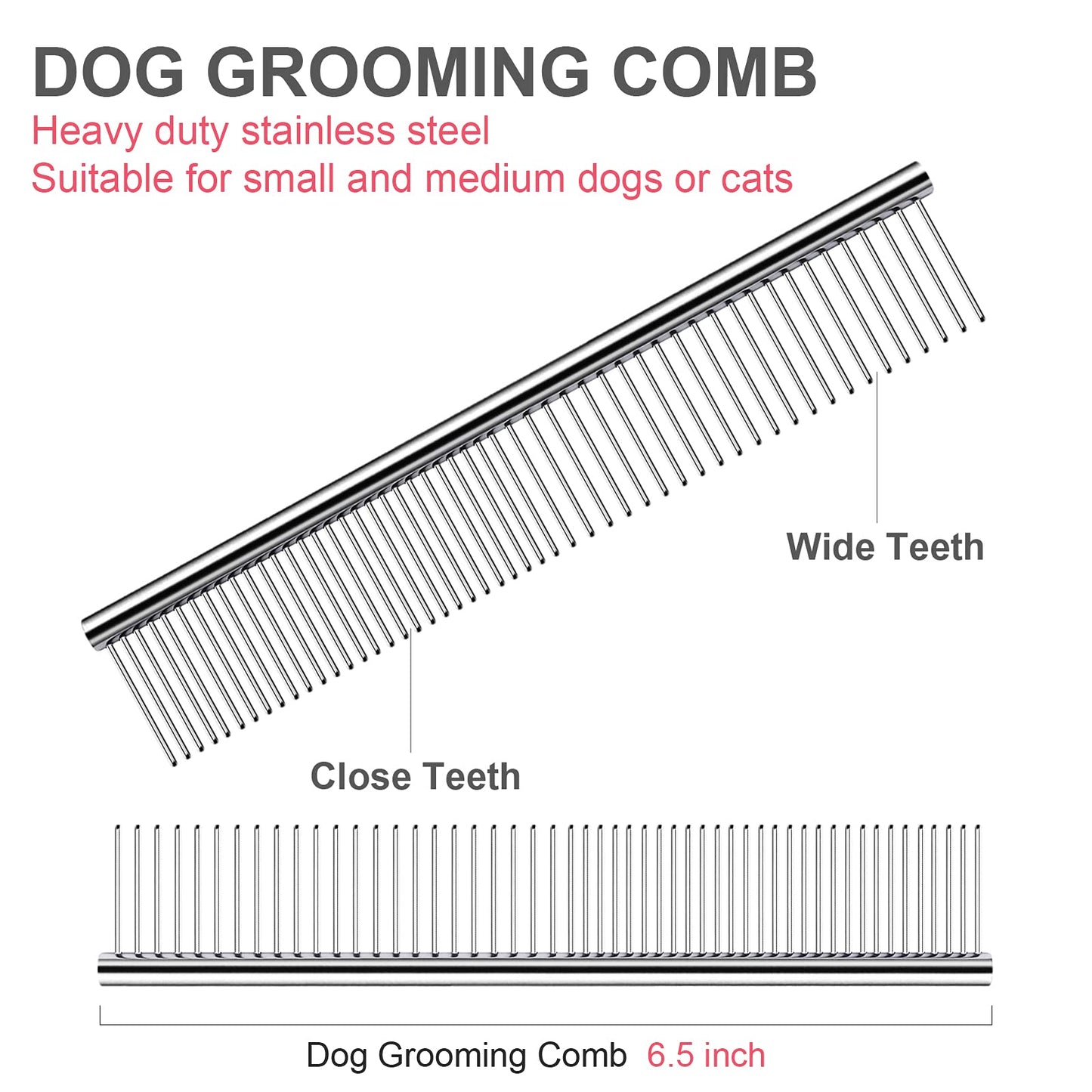 FAIGEO Dog Grooming Scissors with Safety Round Tips Stainless Steel Professional Dog Grooming Kit - Thinning, Curved Scissors and Comb for Cat Pet (Pink 4 in 1)