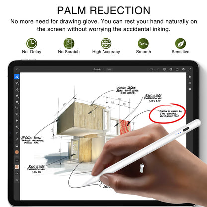 Stylus Pen for iPad 2018-2025, Fast Charging Magnetic Pencil (1st Generation) with Tilt Sensitivity & Palm Rejection for iPad Air 3/4/5/M2/M3, iPad Mini 5/6/7, iPad 6/7/8/9/10/11, iPad Pro 11/12.9"/M4