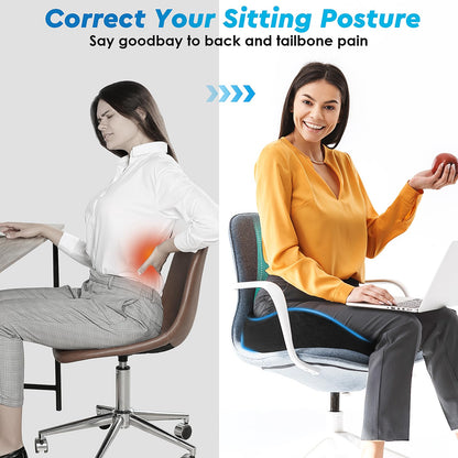 CushyOasis Seat Cushion, Gel Chair Cushions, Office Chair Cushions, Anti-Slip Bottom & Removable Cover Tailbone Pain Relief Cushion, Memory Foam Seat Cushion for Office, Wheelchair, Car (Black)