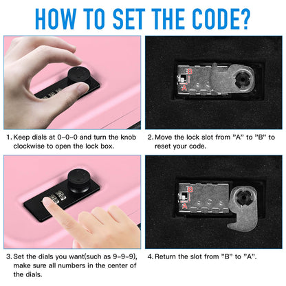 TENAMIC Pistol Safe, Portable Travel Gun Safe, Solid Steel Handgun Lock Box for Home, Gun Safes for Car, Pink