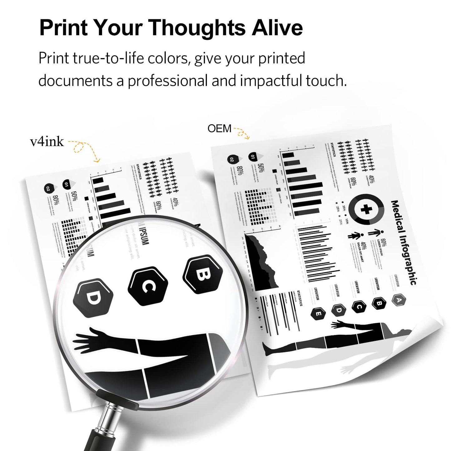 v4ink 4PK Compatible TN760 Toner Replacement for Brother TN760 TN-760 TN730 TN770 Toner Cartridge for Brother HL-L2350DW HL-L2390DW HL-L2395DW HL-L2370DW MFC-L2710DW MFC-L2750DW DCP-L2550DW Printer