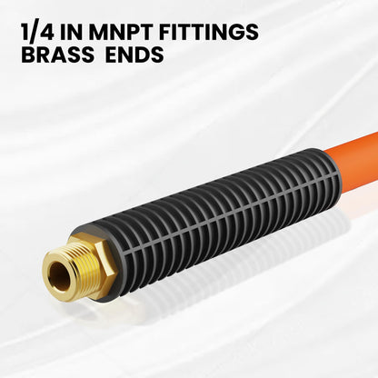 Giraffe Tools Air Hose, 3/8 inch x 6 ft Air Compressor Hose, 1/4 in. MNPT Fittings, Hybrid 300 PSI, Kink Resistant, Lightweight Lead-in Air Hose, All-Weather Flexibility, Orange