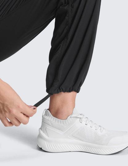 CRZ YOGA Lightweight Straight Leg Workout Pants for Women 30" Casual Ruched Work Gym Athletic Joggers with Pockets Black X-Small