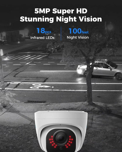 REOLINK Smart 5MP 8CH Home Security Camera System, 4pcs Wired PoE IP Cameras Outdoor with Person/Pet/Vehicle Detection, 4K 8CH NVR with 2TB HDD for 24-7 Recording, RLK8-520D4-5MP