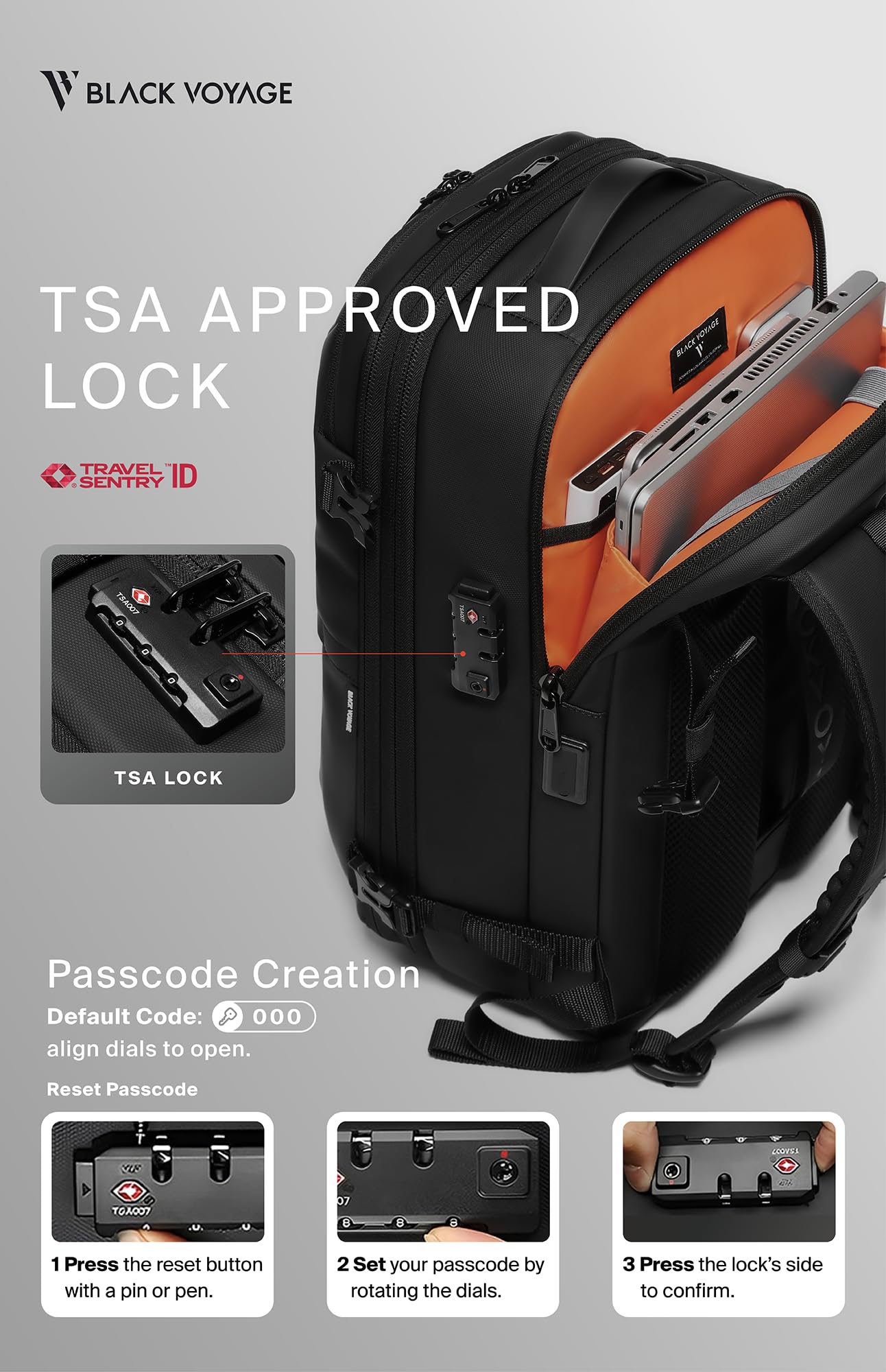 Vortex Vacuum Seal Travel Backpack 60L Expandable Air Compression System Water Resistant TSA Lock Carry-On Suitcase Luggage Black AERO - Vacuum Pump Included