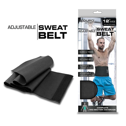 Aduro Waist Trainer for Men Women 12" Sweat Belt Waist Trimmer Stomach Slimming Body Shaper Exercise Equipment Adjustable Belt (Black)