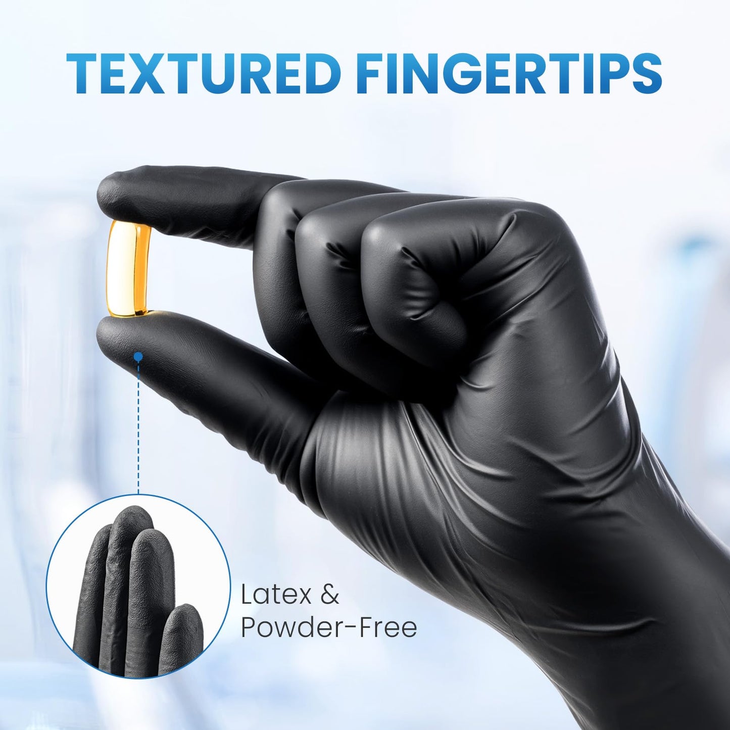 Borje Nitrile Gloves Large, 100 Count Disposable Gloves, Black, Latex-Free Powder-Free, Medical Exam, Food Safe, Cleaning, Cooking