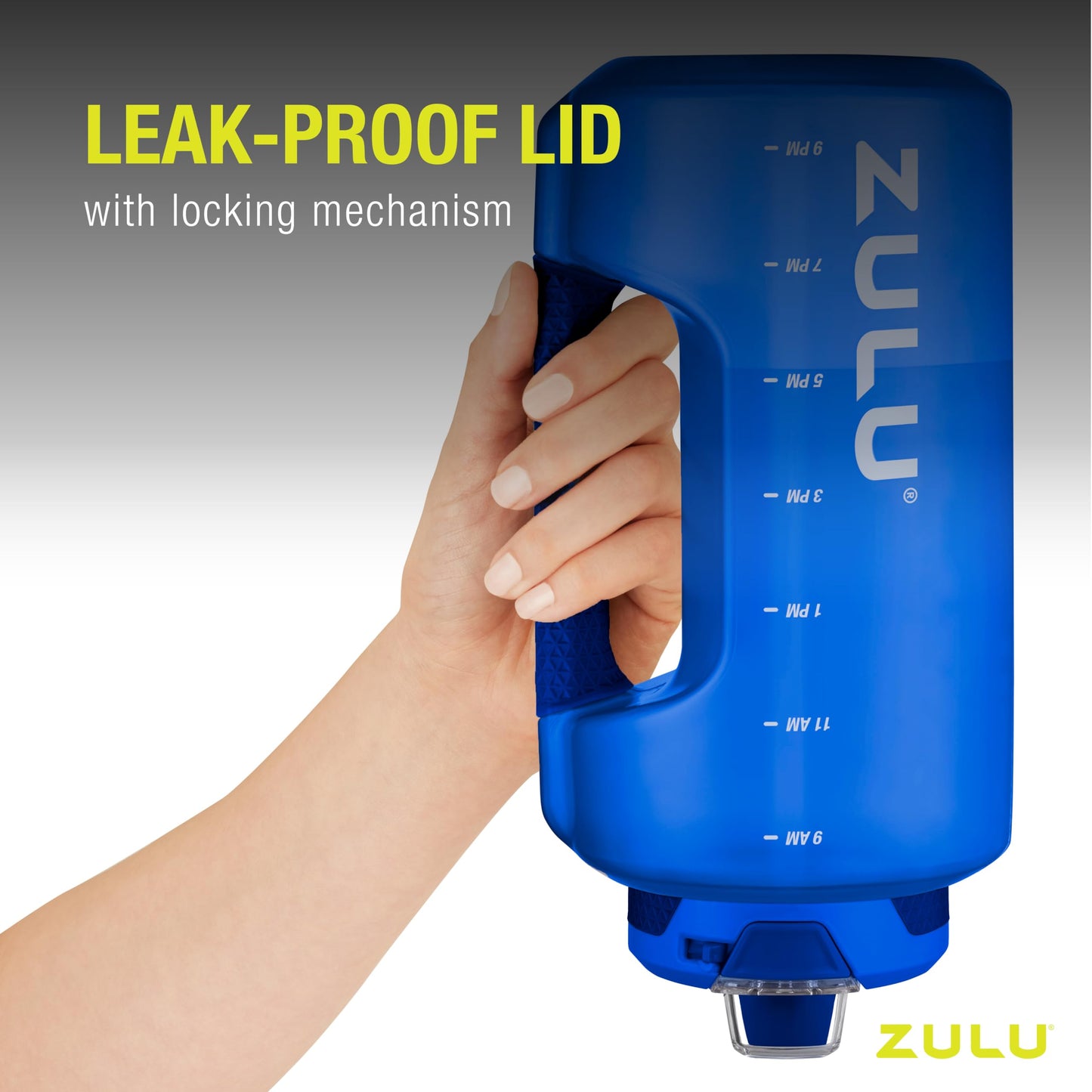 Zulu Goals 64oz Large Half Gallon Jug Water Bottle with Motivational Time Marker, Covered Straw Spout and Carrying Handle, Perfect for Gym, Home, and Sports, Aquaviva