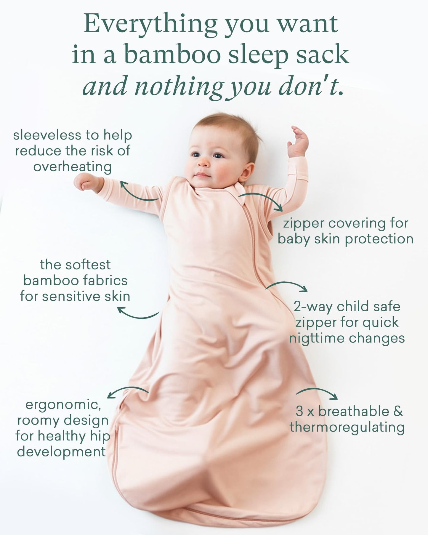 PurComfy Supersoft Sleep Sack 0.5 TOG, Premium Bamboo Viscose Baby Sleeping Bag, Lightweight Sleep Sack 6-15 Months (Cream)