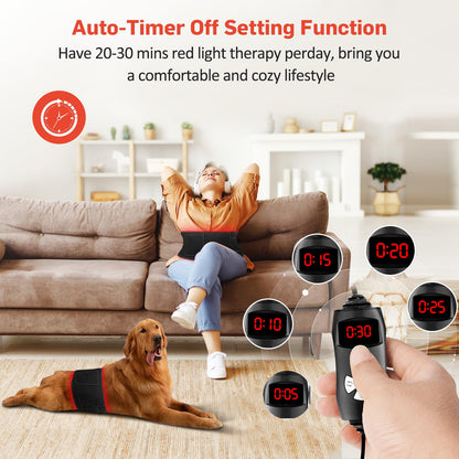 Red Light Therapy for Body, Infrared Light Therapy for Shoulder Waist Muscle Pain Relief, Upgraded 3 in 1 Led Beads, 660nm Red Light &850nm Near Infrared Light Therapy Belt Wrap Timer Remote Control