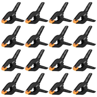 16 Pack Small Spring Clamps, 3.5 Inch Heavy Duty Clamps for Backdrop Stand, Plastic Clips for Crafts and Backdrop Clips for Crafts, Woodworking, Photography, Outdoor