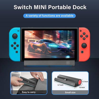 Switch Dock for Nintendo Switch/Switch OLED, Portable Switch Docking Station with 4K HDMI Output/USB3.0 Port, Replacement for Official Switch Dock(Incompatible with Nintendo Switch2)