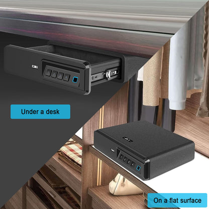 Biometric Fingerprint safe, Slide-Away Handgun Safe for Two Pistols Storage Drawer Safe for Home and Vehicle (Biometric Safe)