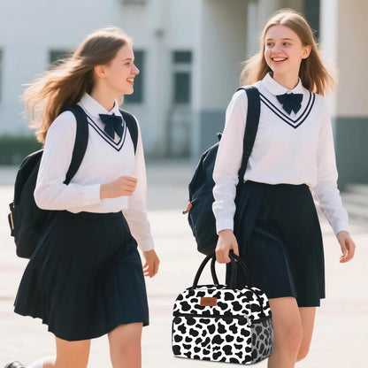 Coobiiya Lunch Bag Women, Lunch Box for Women Adult Men, Small Leakproof Cute Lunch Tote Large Capacity Reusable Insulated Cooler Lunch Container for Work/Office/Picnic/Travel-Cow