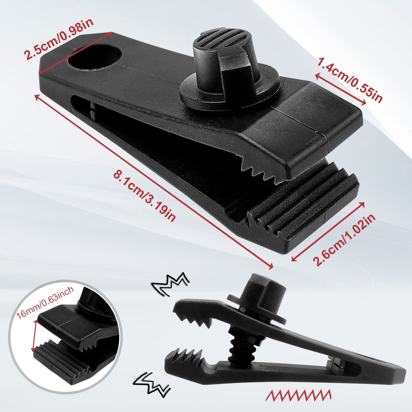 Tarp Clips Heavy Duty Lock Grip Clamps Thumb Screw Tent Clip Secures Tarps Awning Clamp Set for Camping Tarps Awnings Caravan Canopies Car Covers Swimming Pool Covers Boat Cover etc. (12)
