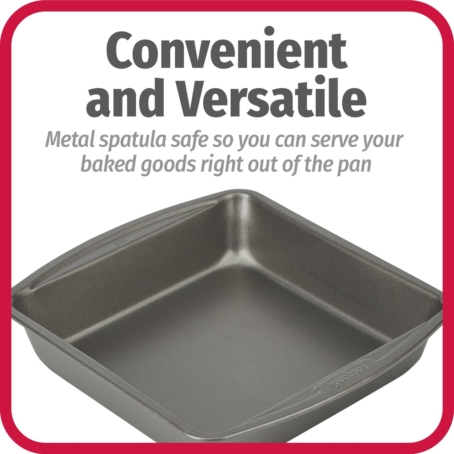 GoodCook Everyday Nonstick Steel Square Pan, 8", Gray