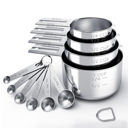 TILUCK Stainless Steel Measuring Cups & Spoons Set, Cups and Spoons,Kitchen Gadgets for Cooking & Baking (10)