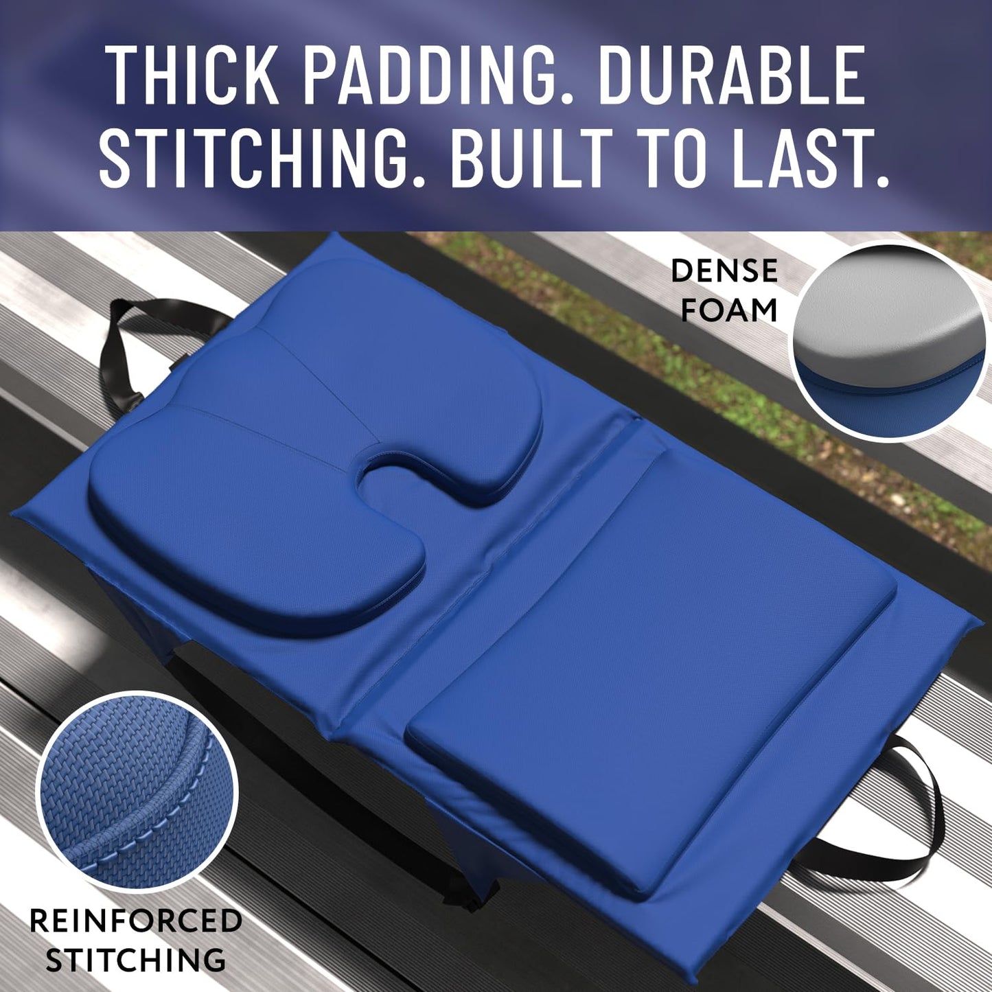 Everlasting Comfort Stadium Seats with Back Support - Adjustable Memory Foam Bleacher Chairs with Back and Cushion, Portable, Easy Folding Stadium Seat Cushion with Storage Pocket