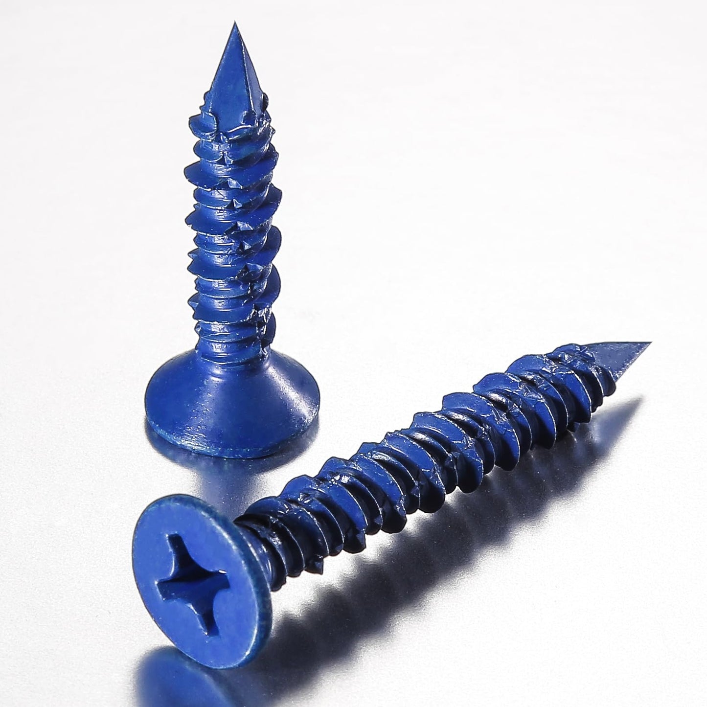 WenSilon(30 PCS) 3/16" x1-1/4 Concrete Screw Anchor Blue Flat Head for Anchoring to Masonry, Block or Brick Stucco