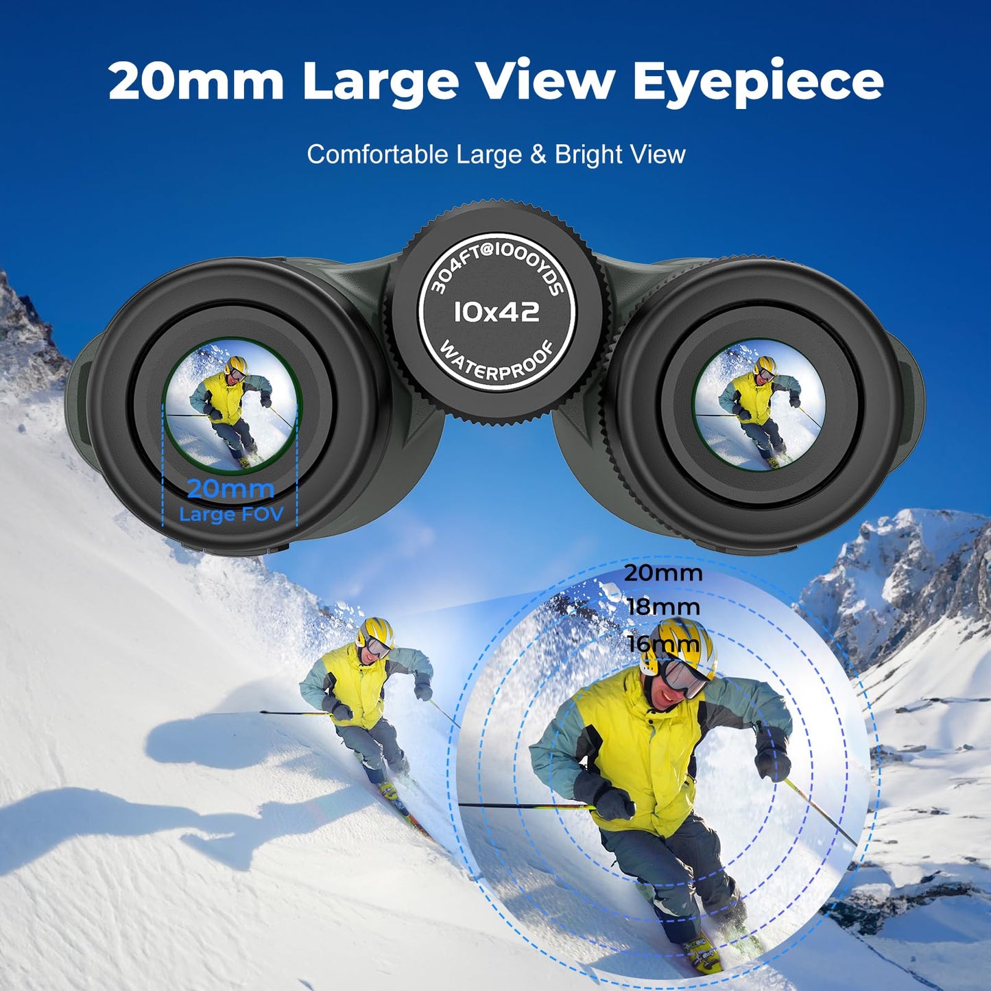 Gosky 10X42 HD Binoculars for Adults with Phone Adapter, High Power Binoculars with BAK4 Prism and FMC Lens, Waterproof Binocular for Bird Watching Hunting Traveling Outdoor Sports