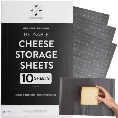 Formaticum 10-Pack Reusable Cheese Storage Sheets | Size 9" x 14" | Professional-Grade Cheese Strorage | Store Cheese, Sandwiches, and Charcuterie | Kitchen Organization | Manufactured in Germany