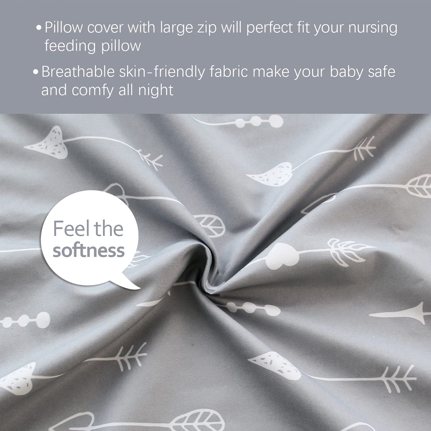 Biloban Nursing Pillow Cover 2 Pack for Breastfeeding Pillow, Ultra Soft and Cozy Nursing Slipcovers, Snug Fits for Boppy, Perfect Choice for Mom
