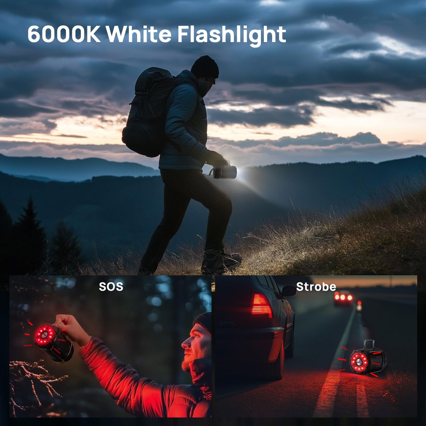 2 Pack Collapsible LED Camping Lantern, Consciot USB C Rechargeable and Battery Powered 2-in-1 Emergency Light with Flashlight and Magnetic Base, Power Outages Hurricane Supplies Survival Kits,Black