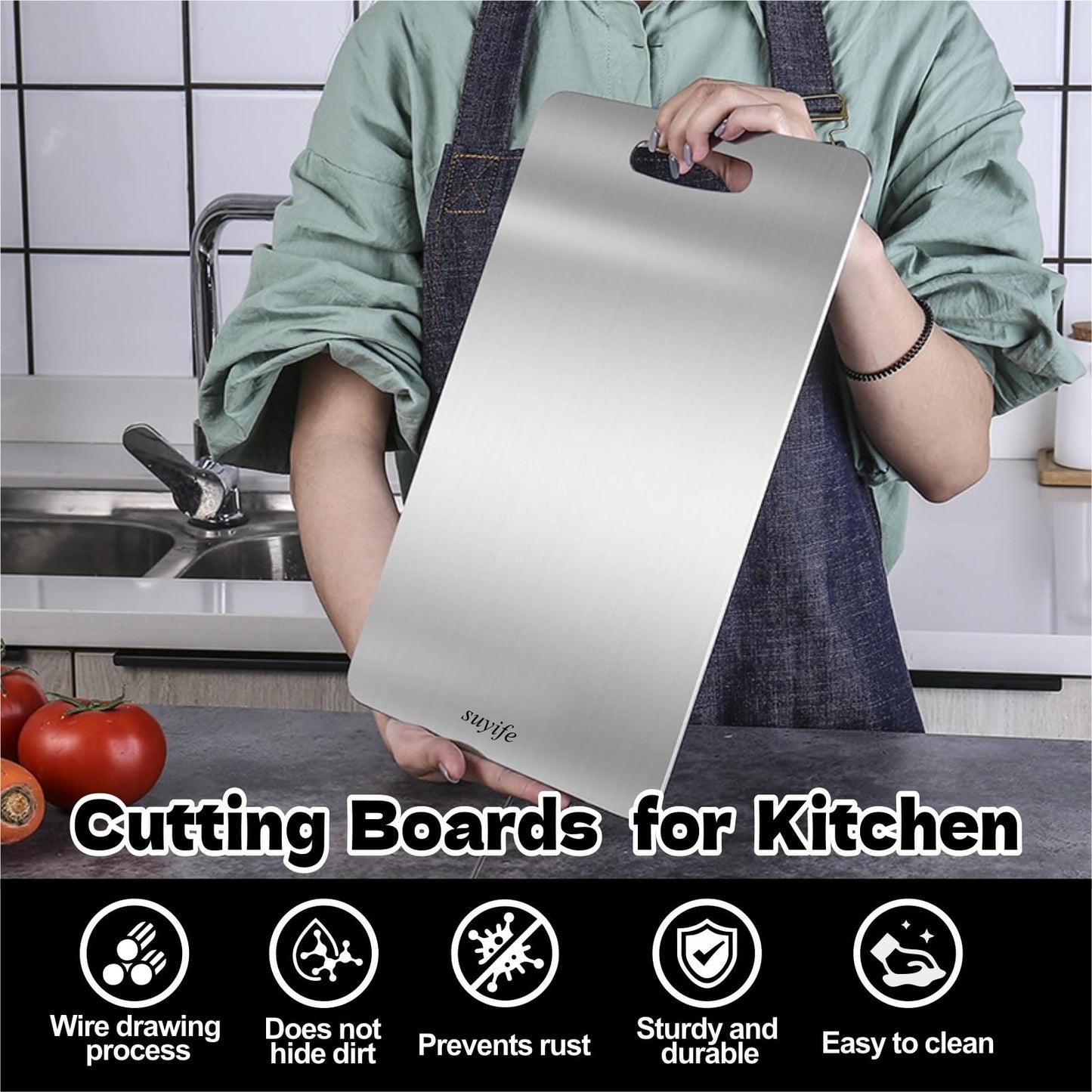 Titanium Cutting Board Set of 3,100% Pure Titanium Cutting Boards for Kitchen, 2025 New Double Sided Food-Grade Chopping Board for Cutting Meat Vegetable Fruit