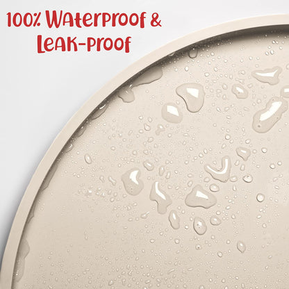 DogBuddy Dog Food Mat - Waterproof Dog Bowl Mat, Silicone Pet Mat for Food and Water Bowls, Nonslip Pet Feeding Mat with Edges, Dogs Food Mats for Floors, Puppy Supplies (Small, White Sand)