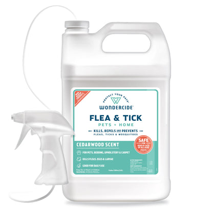 Wondercide - Flea, Tick & Mosquito Spray for Dogs, Cats, and Home - Flea and Tick Killer, Control, Prevention, Treatment - with Natural Essential Oils - Pet and Family Safe - Cedarwood 128 oz