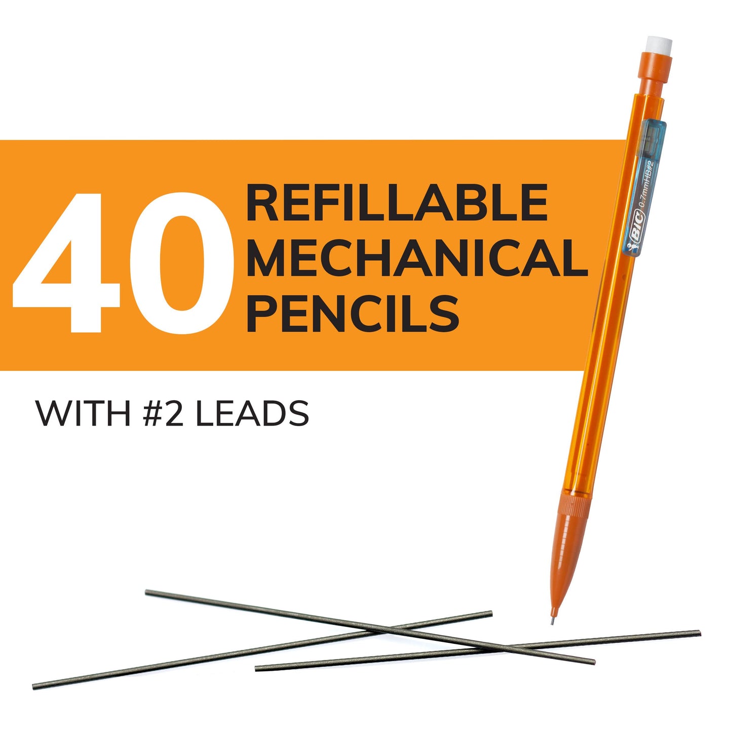 BIC Xtra Smooth Mechanical Pencil, 0.7 mm Medium Point, Refillable and Retractable, 40-Count Pack