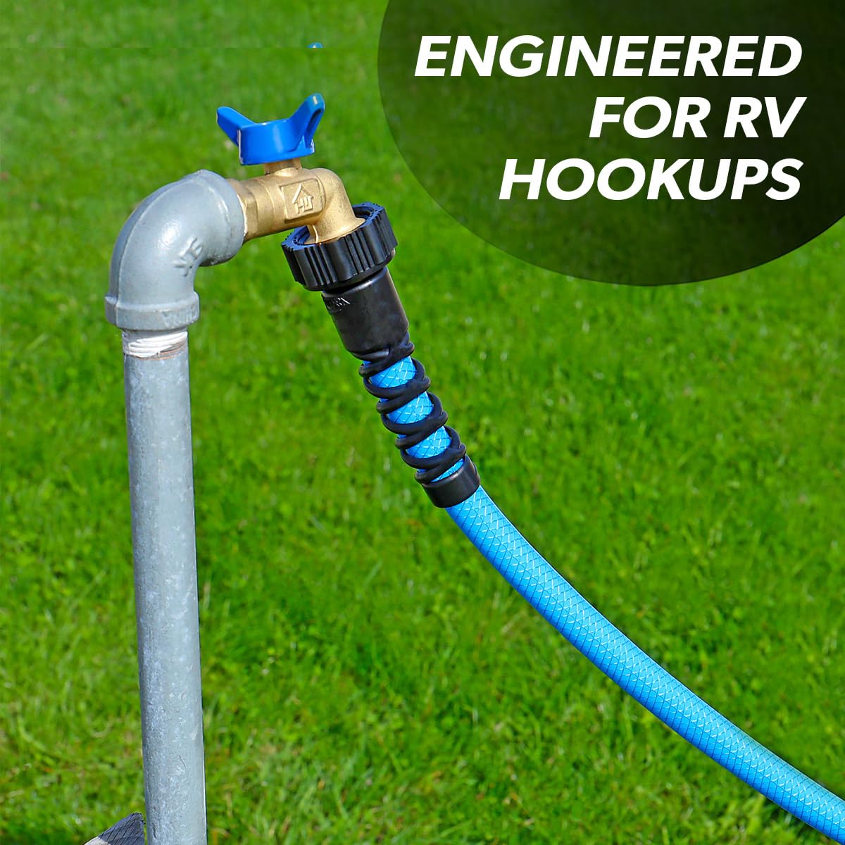 Valterra AquaFresh High Pressure Drinking Water Hose, Water Hose Hookup for RV - 1/2" x 25', Blue