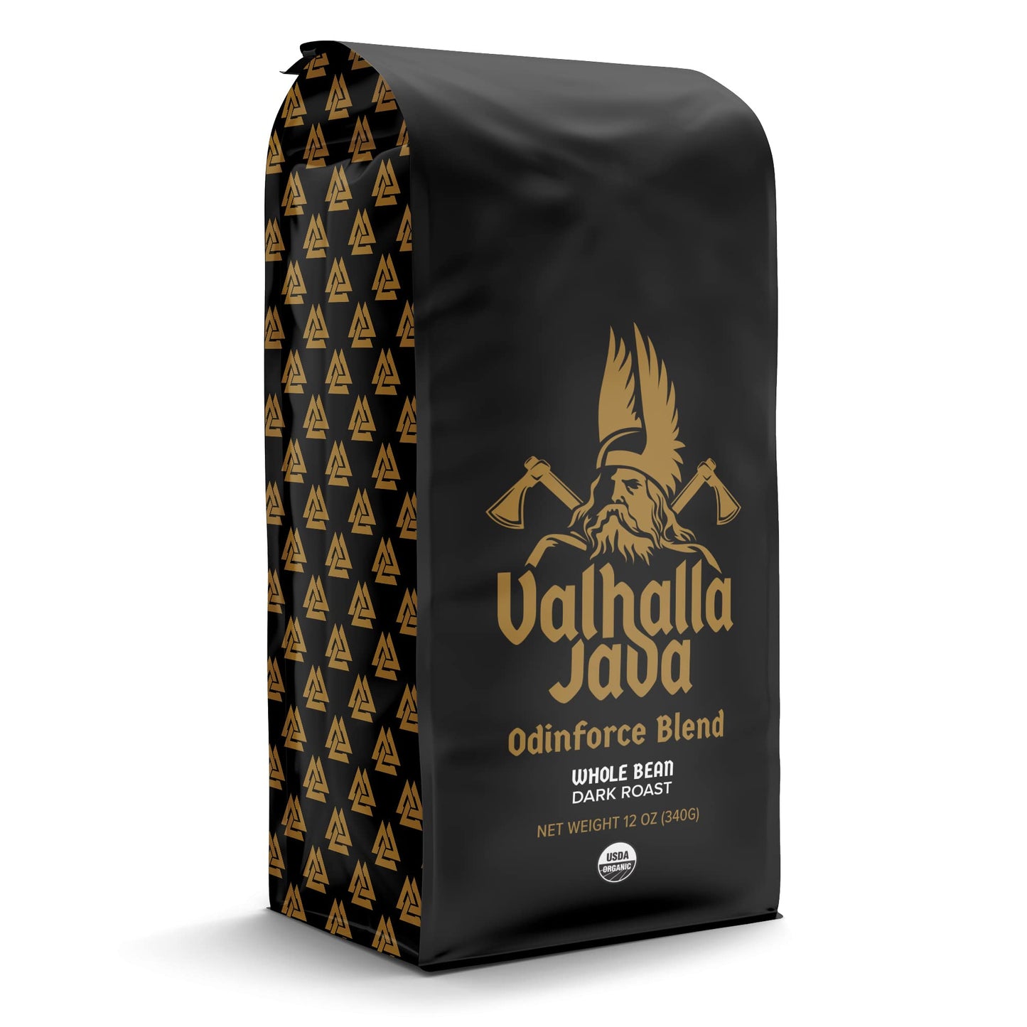 Death Wish Coffee, Valhalla Java Odinforce Blend - Whole Bean Dark Roast - Extra Kick of Caffeine - Arabica & Robusta Coffee Beans - 12 Ounce (Pack of 1)