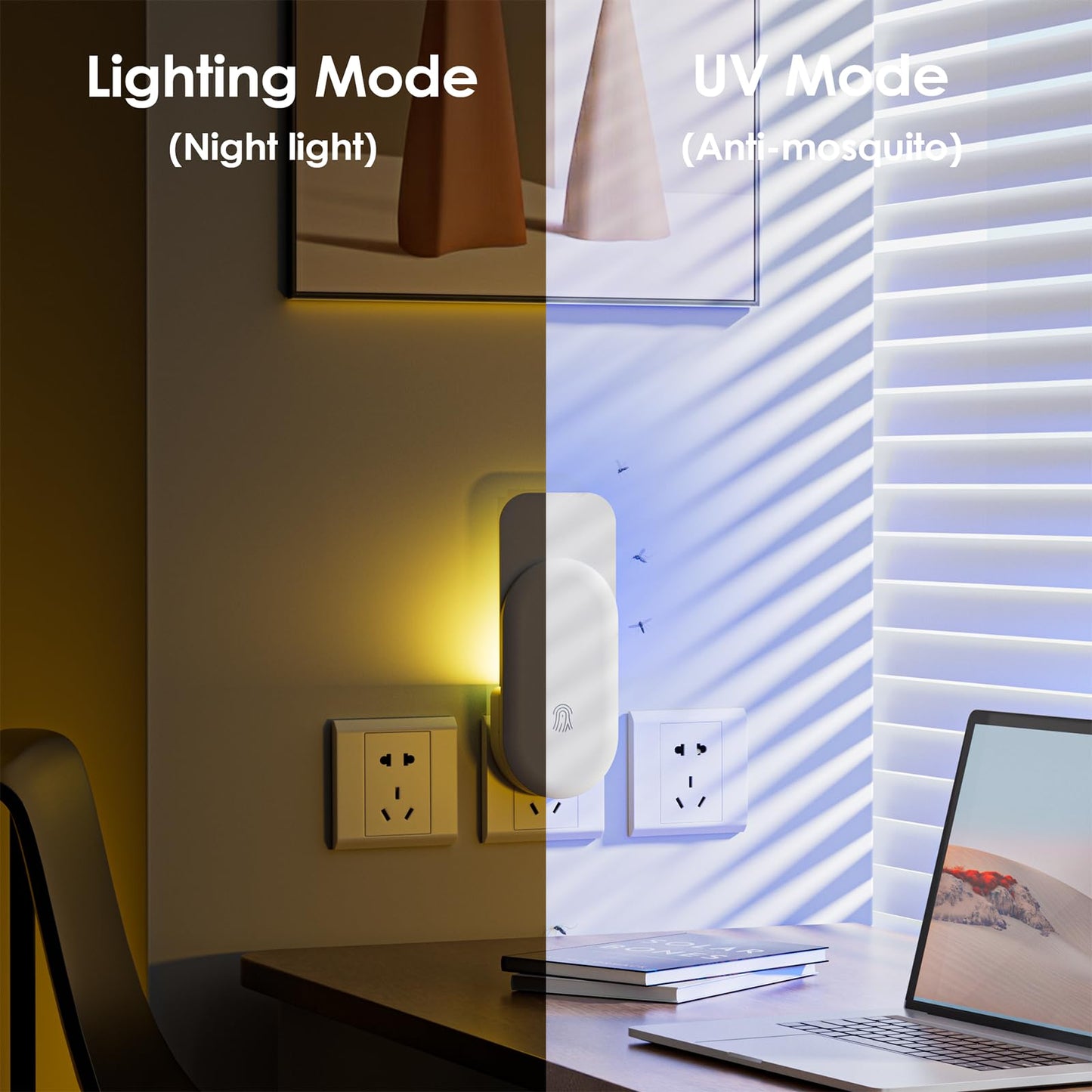 Flying Insect Trap, 2 in 1 Indoor Plug-in Fruit Fly Trap, 1 Trap White and 6 Glue Cards, Fruit Fly Traps for Gnat, Moth, Mosquito, Suitable for Every Part of The Home